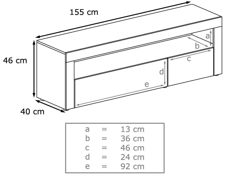 Dimensions du banc tv Dylan